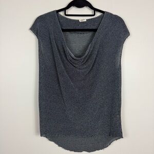 L'AGENCE Knit Top Womens XS Crowl Neck Sleeveless Drape Flowy Blouse Shirt Gray